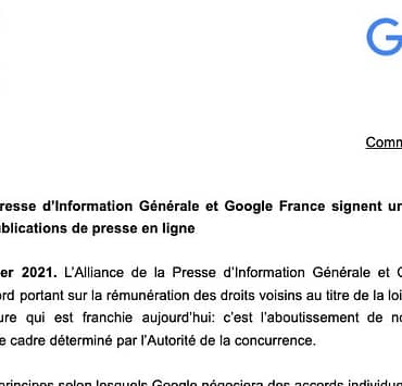Droits voisins Google presse française
