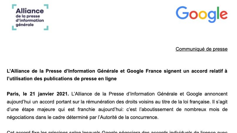 Droits voisins Google presse française