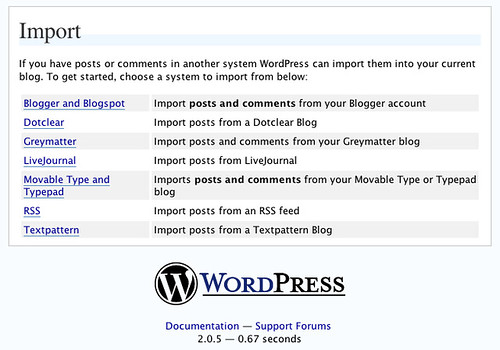 importation dans WordPress